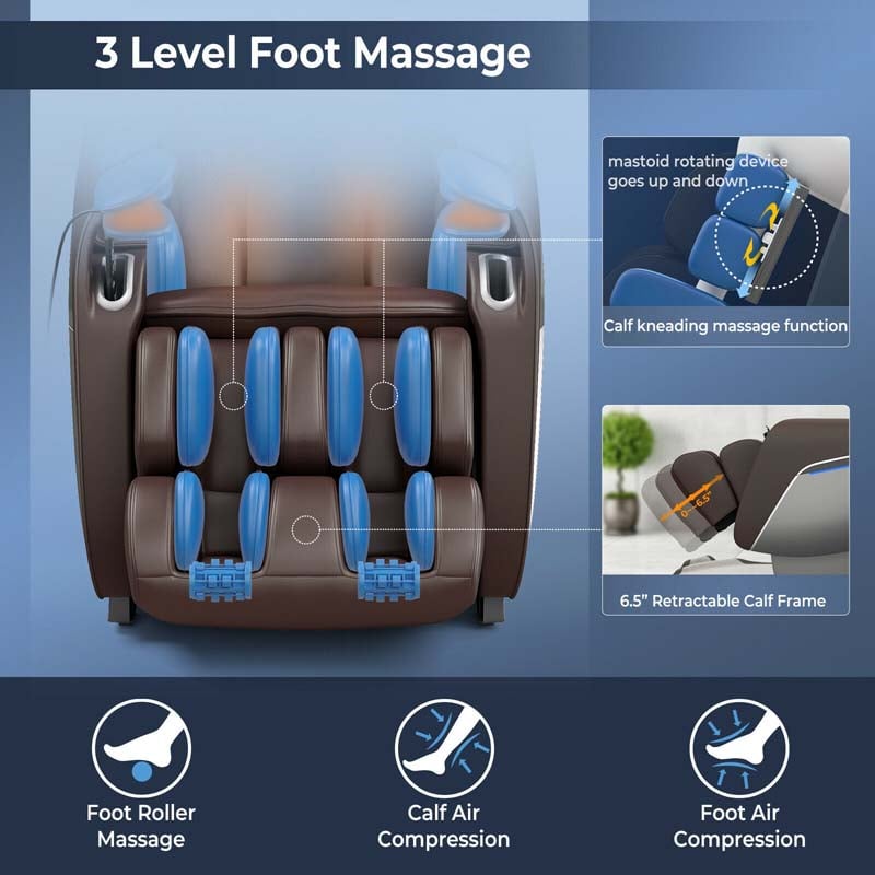 SL Track Full Body Massage Chair Zero Gravity Massage Recliner with LED Mood Lights