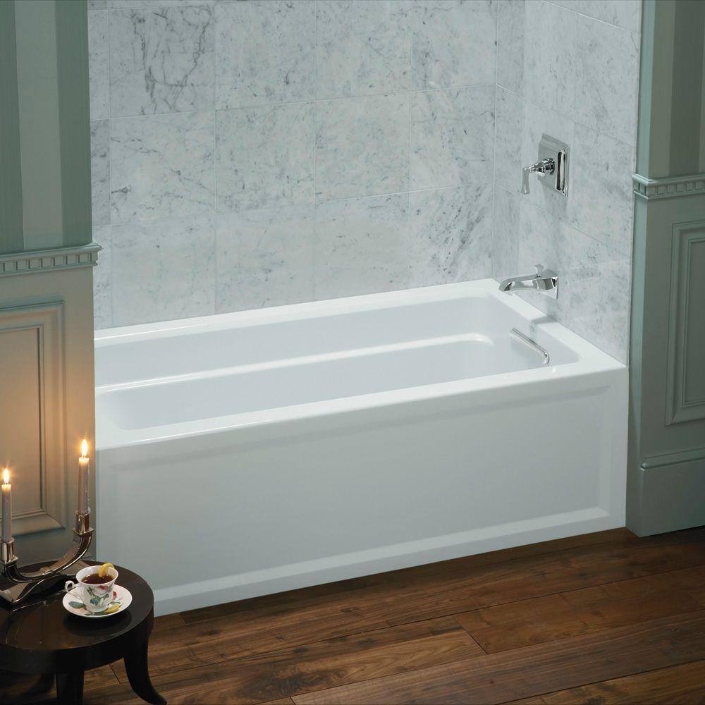 KOHLER Archer 60 in. x 32 in. Soaking Bathtub with Right-Hand Drain in White K-1123-RA-0