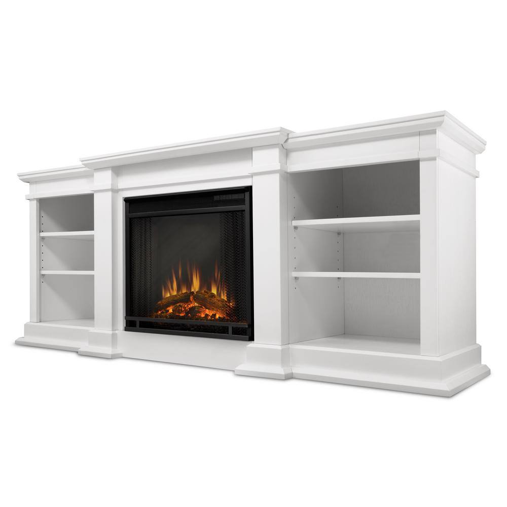 Real Flame Fresno 72 in. Media Console Electric Fireplace in White G1200E-W