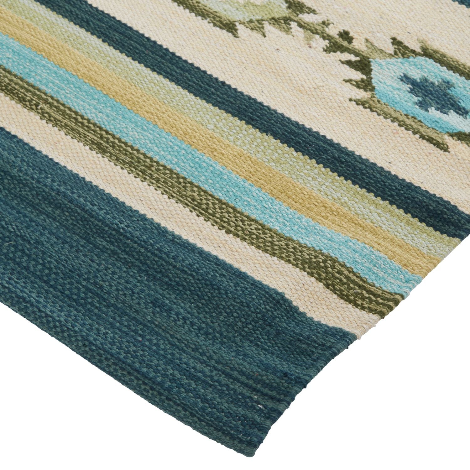 Amara Flatweave Blue and Yellow Rug by BD Fine