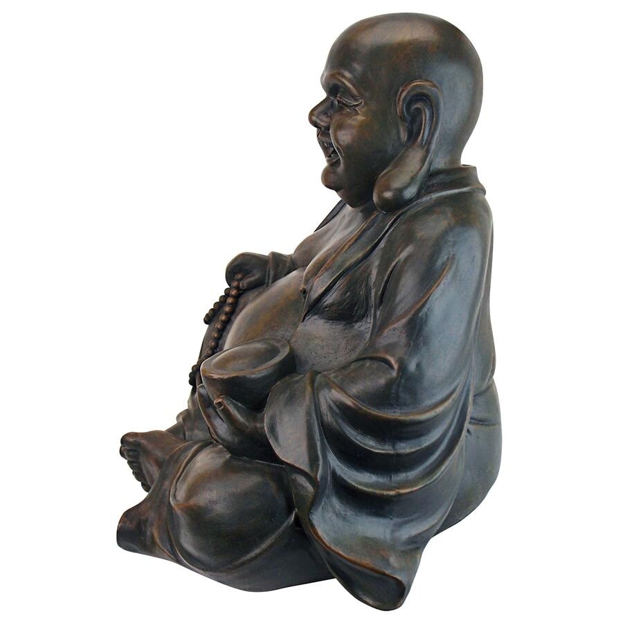 Design Toscano AL38249 Laughing Buddha Happy Hotei Asian Garden Statue  Verdigris   Medium