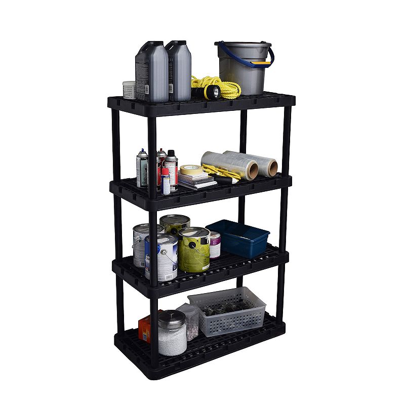 Gracious Living 4 Shelf Knect-a-shelf Ventilated Heavy Duty Storage Unit， Black