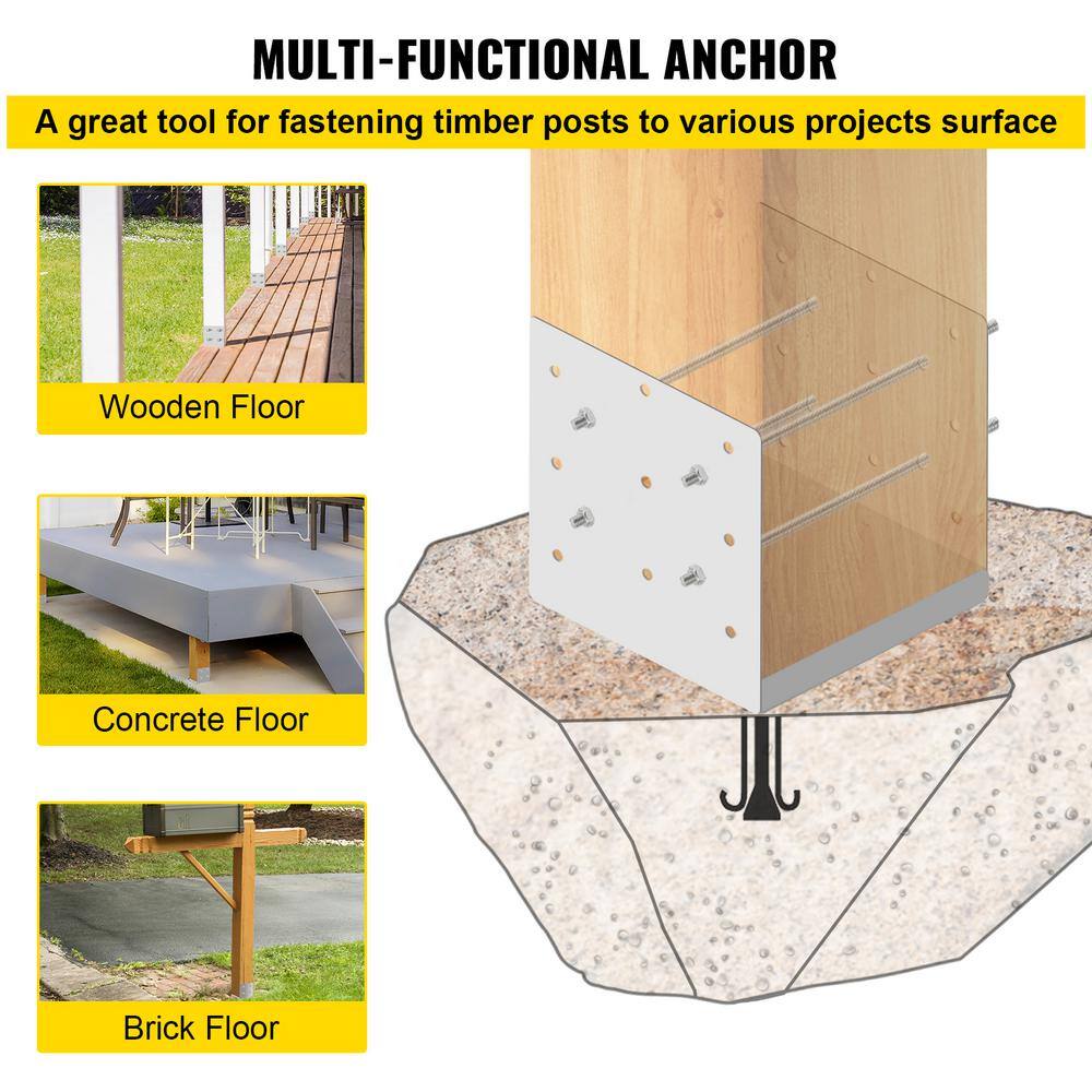 VEVOR Standoff Post Base 8 in. x 8 in. Stainless Steel Post Base Adjustable Post Anchor with Full Set of Accessories LJJDZ8X8KDZZ1PCS1V0