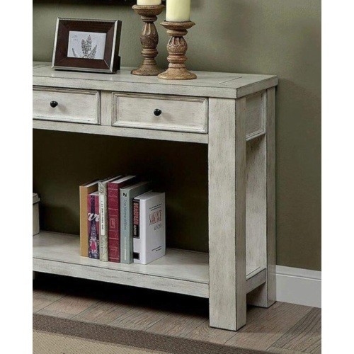 Sofa Table Antique White Rustic Solid wood Storage...