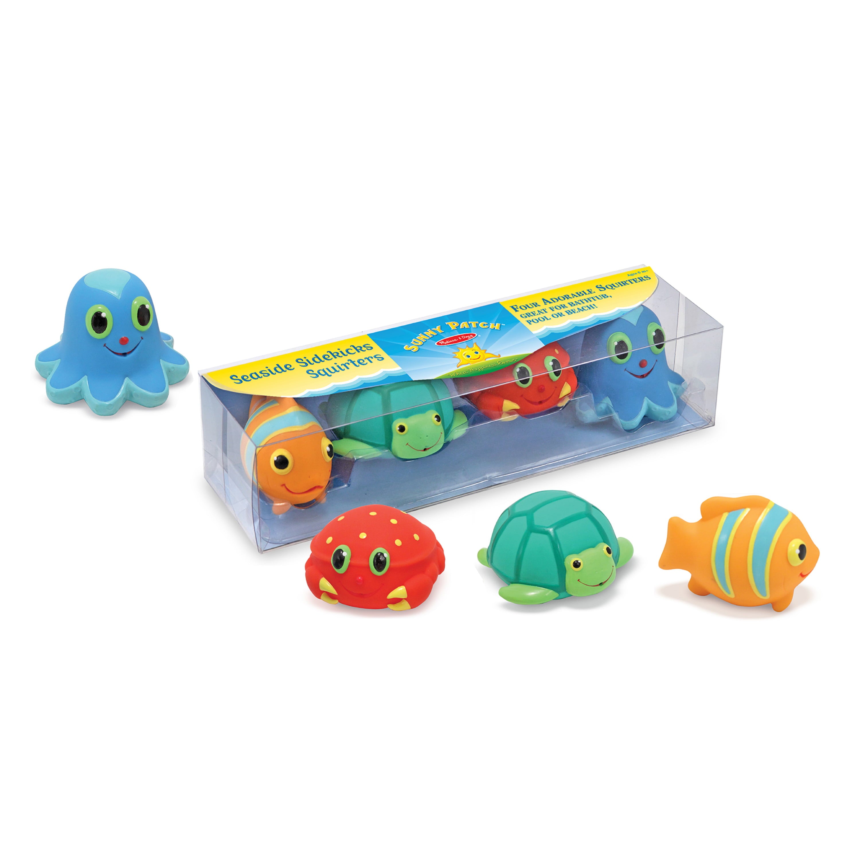 Melissa and Doug Sunny Patch Seaside Sidekicks Squirters With 4 Squeeze-and-Squirt Animals - Water Toys for Kids