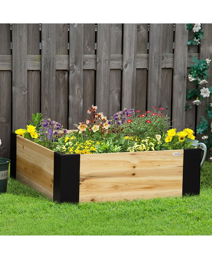 Outsunny Raised Garden Bed Planter with Metal Corner， No Tools Required