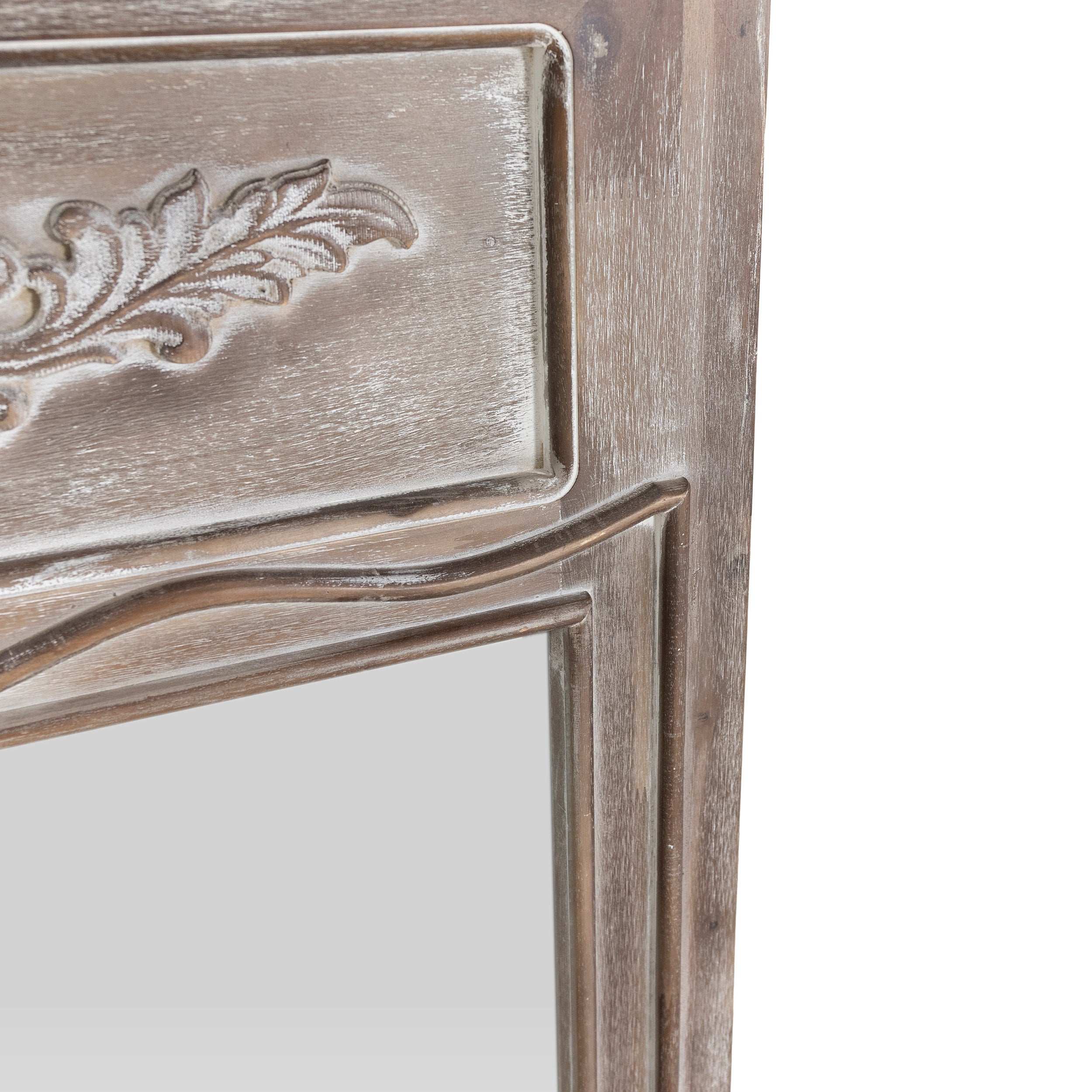 Ivey Cosby Traditional Acacia Wood Wall Mirror, White Washed Gray