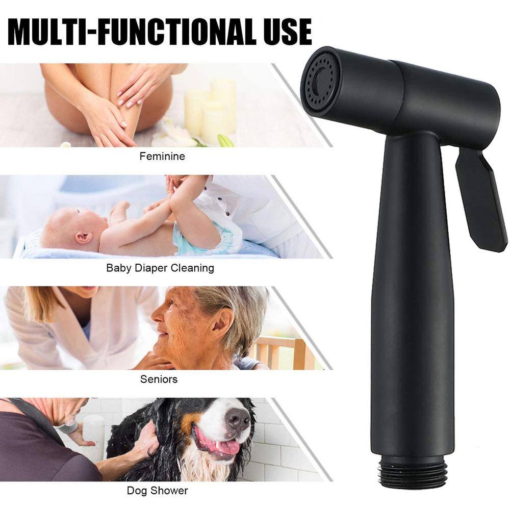 INSTER Non-Electric Stainless Steel Handheld Bidet Sprayer for Toilet Bidet Attachment in Black Easy to Install WSHDRMBA0004