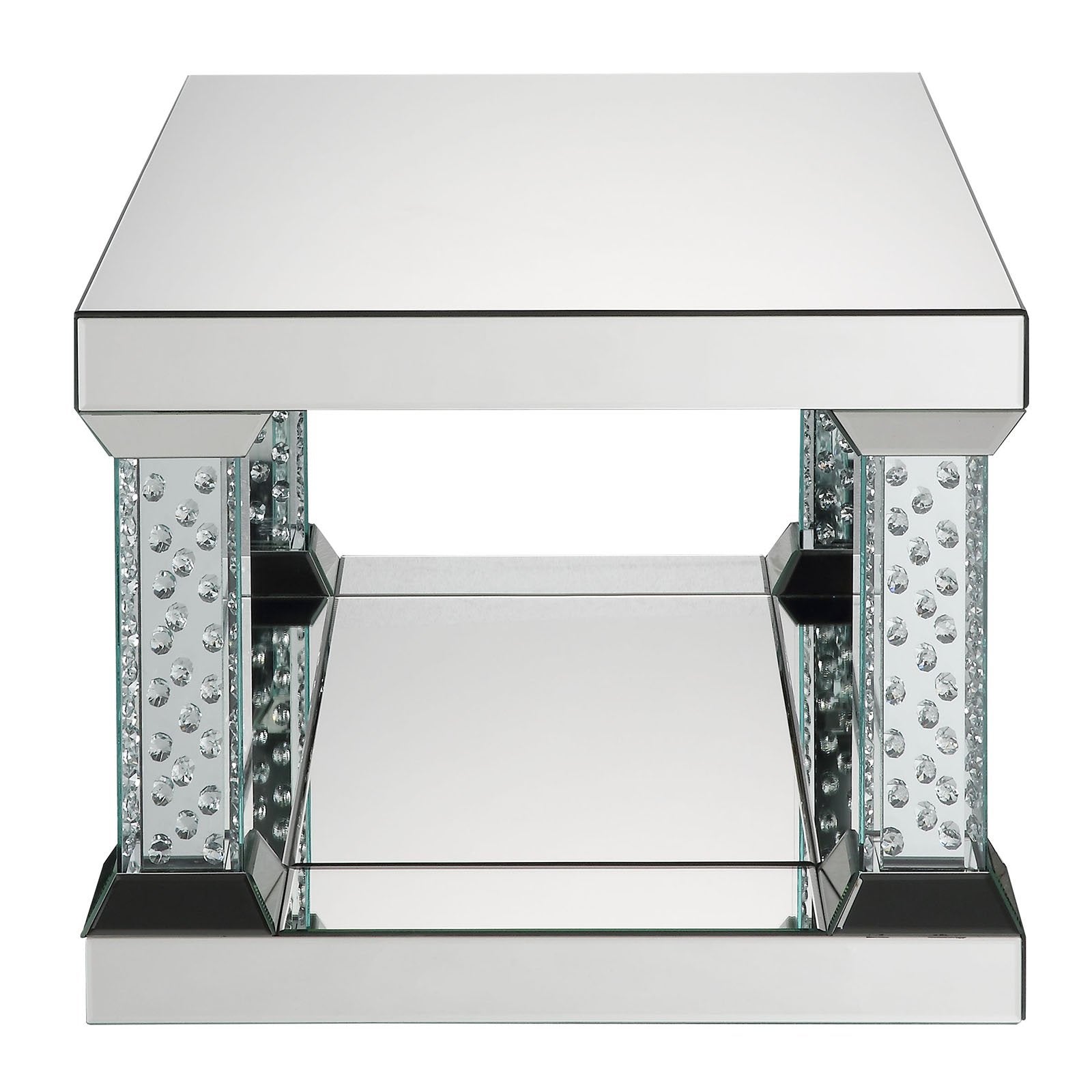 ACME Nysa Square Coffee Table in Mirrored and Faux Crystals