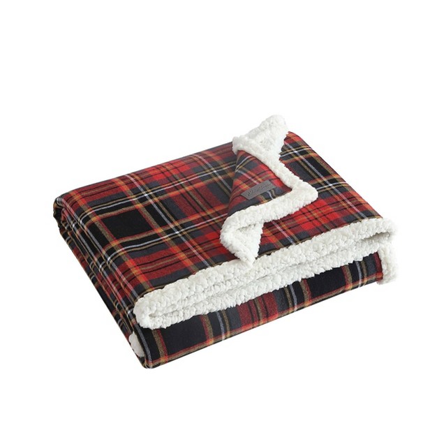 Mountain Tartan Reversible Throw Blanket Red Eddie Bauer