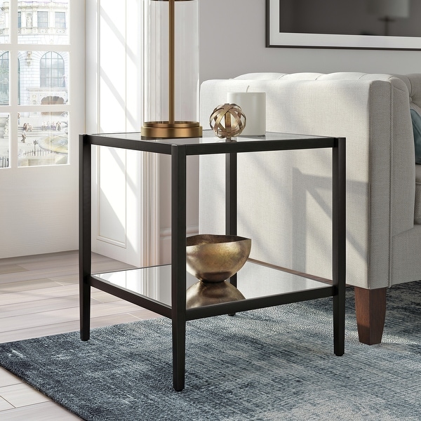 Hera 20'' Wide Square Side Table with Mirror Shelf