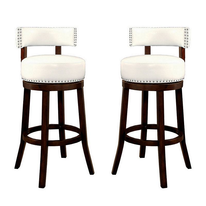 Shirley Contemporary 29 Barstool With pu Cushion， White Finish， Set of 2