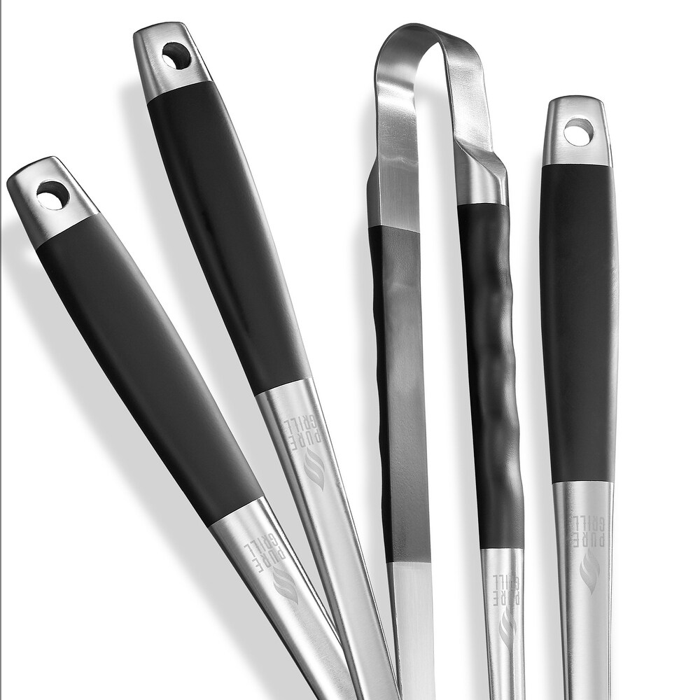 4pc BBQ Tool Utensil Set  Stainless Steel by Pure Grill   Silver