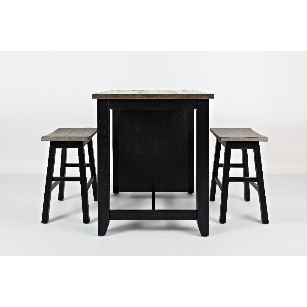 Loft 3-Pc Small Kitchen Island Dining Set in Vintage Black