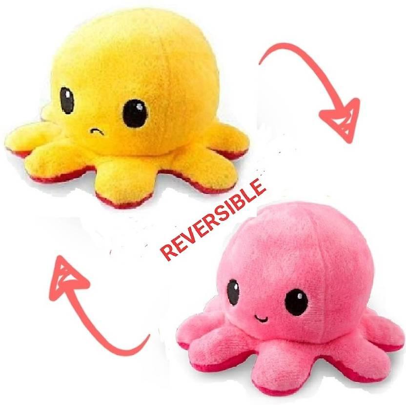 Bläckfisk vändbar gul-rosa leksak plush toy octopus flip