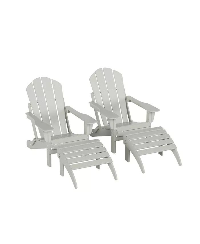 WestinTrends 4 Piece Set Classic Folding Adirondack Chair With Footrest Ottoman