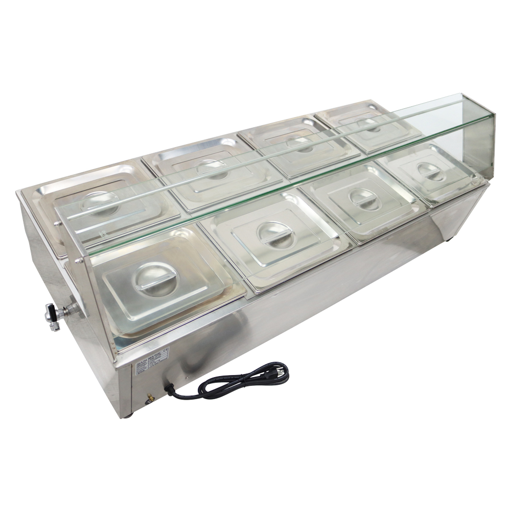 TECHTONGDA Buffet Food Warmer Stainless Steel Bain Marie Buffet Countertop 8 Pan Electric Steam Heater 6