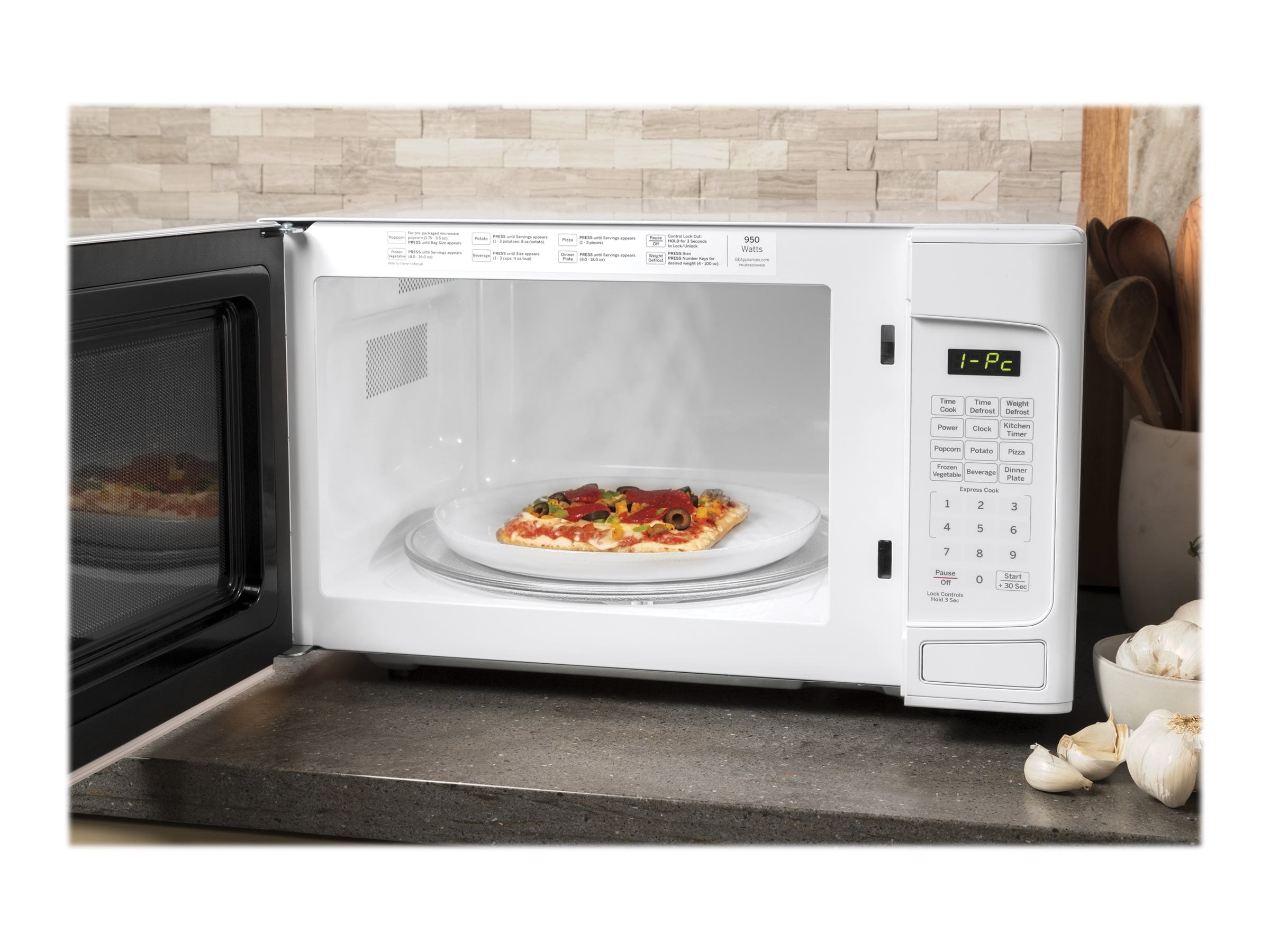 GE® 1.1 Cu. Ft. Capacity Countertop Microwave Oven, White, JES1145DLWW