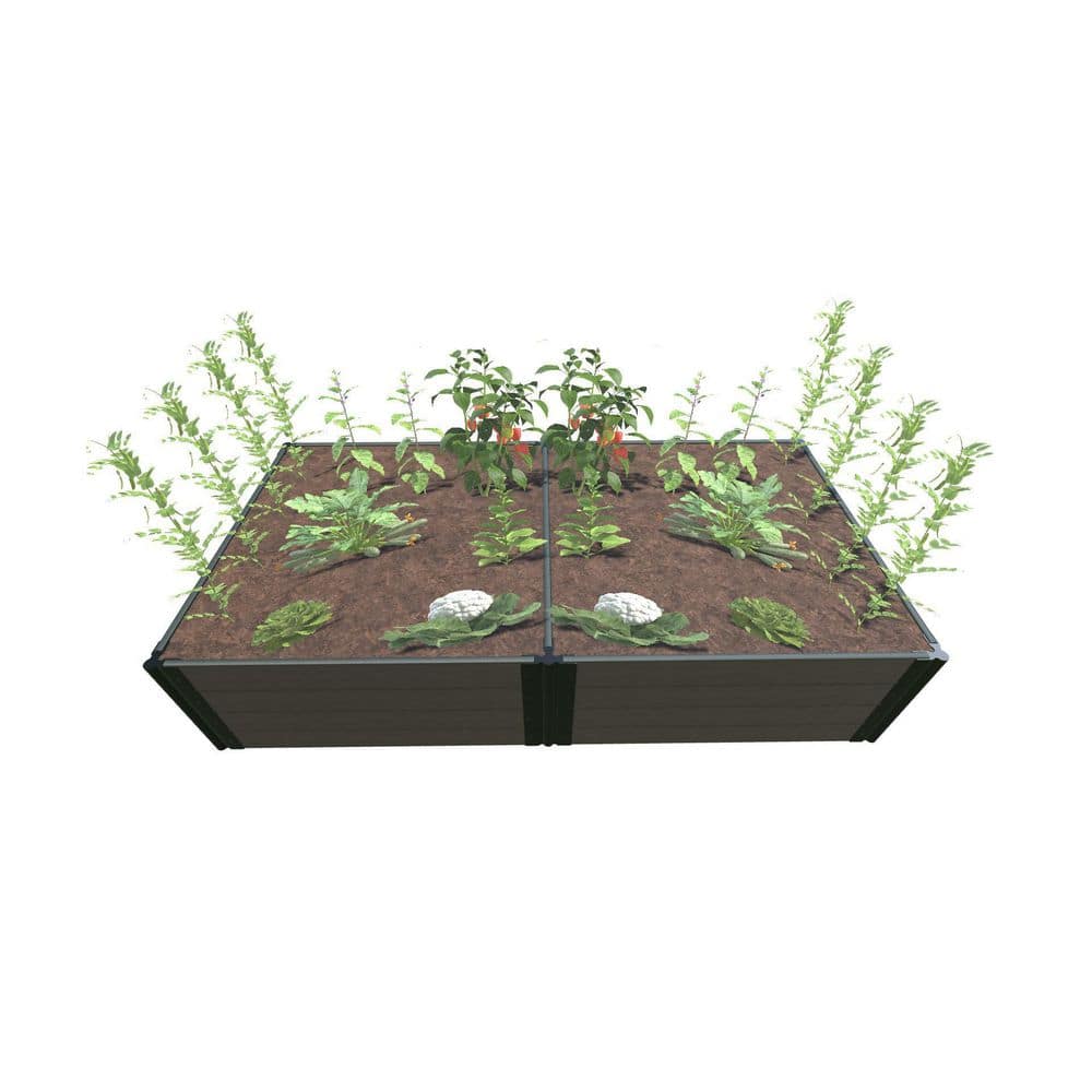 Frame It All 4 ft. x 8 ft. x 22 in. Weathered Wood Composite Raised Garden Bed - 1 in. Profile 300001443