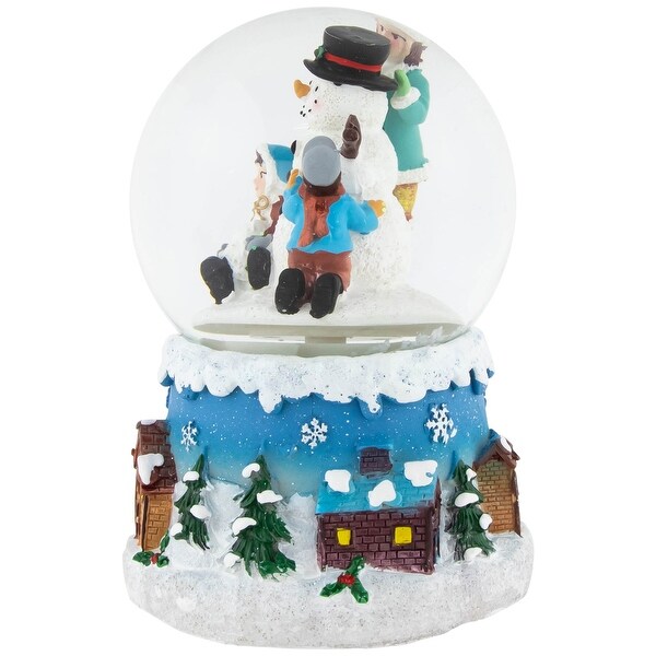 Children Building Snowman Musical Christmas Snow Globe