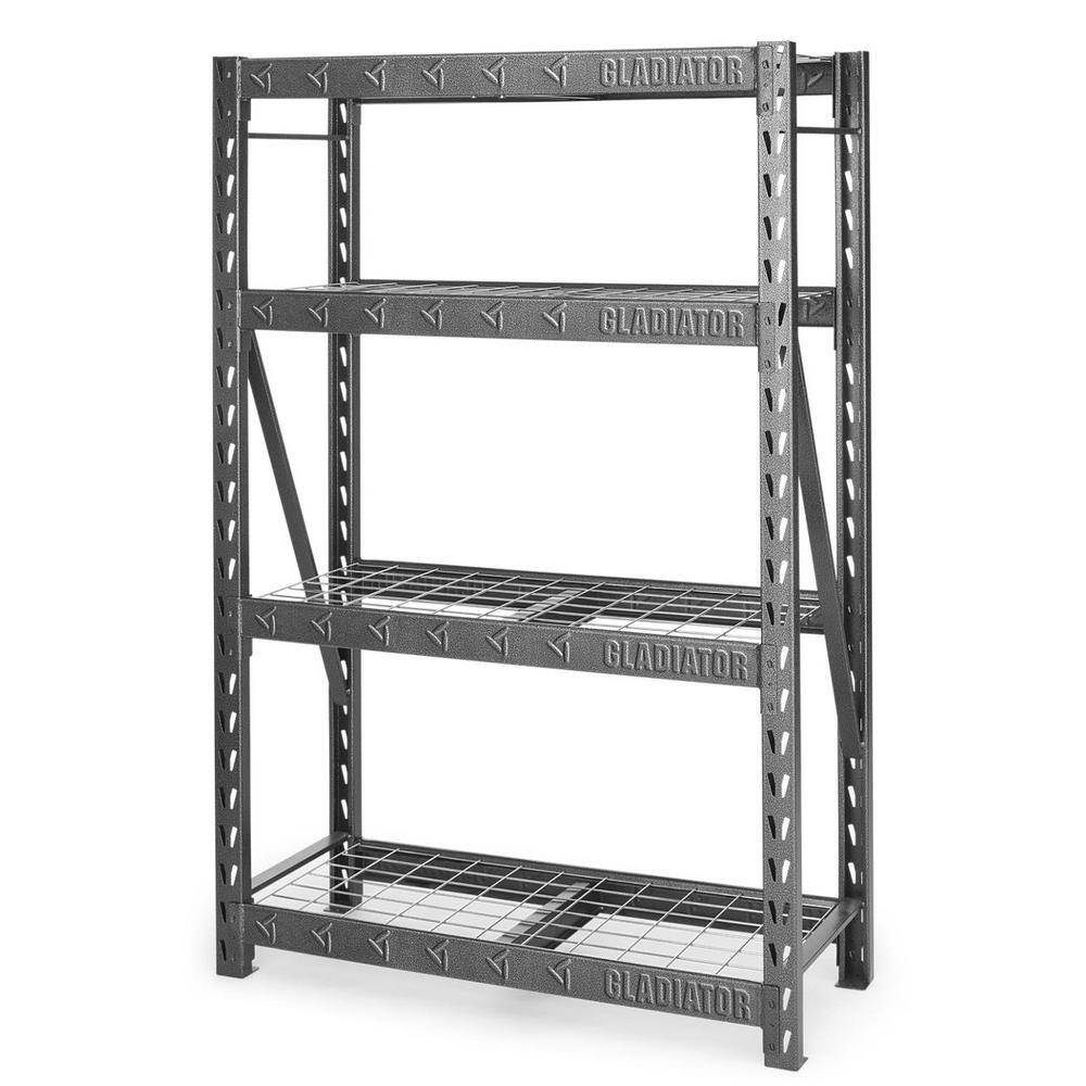 Gladiator White 4-Tier Heavy Duty Steel Garage Storage Shelving Unit (60 in. W x 72 in. H x 18 in. D) GARS604TKW