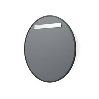 better bevel 36 in. W x 36 in. H Rubber Framed Round Bathroom Vanity Mirror in Black 19004