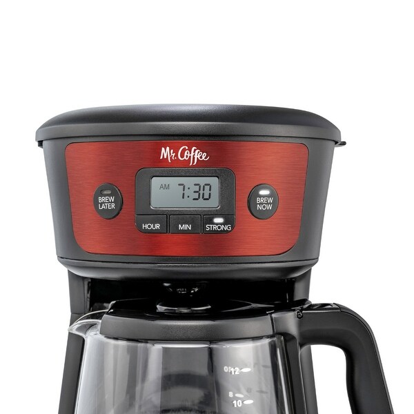 12 Cup Programmable Coffee Maker with Strong Brew Selector in Red