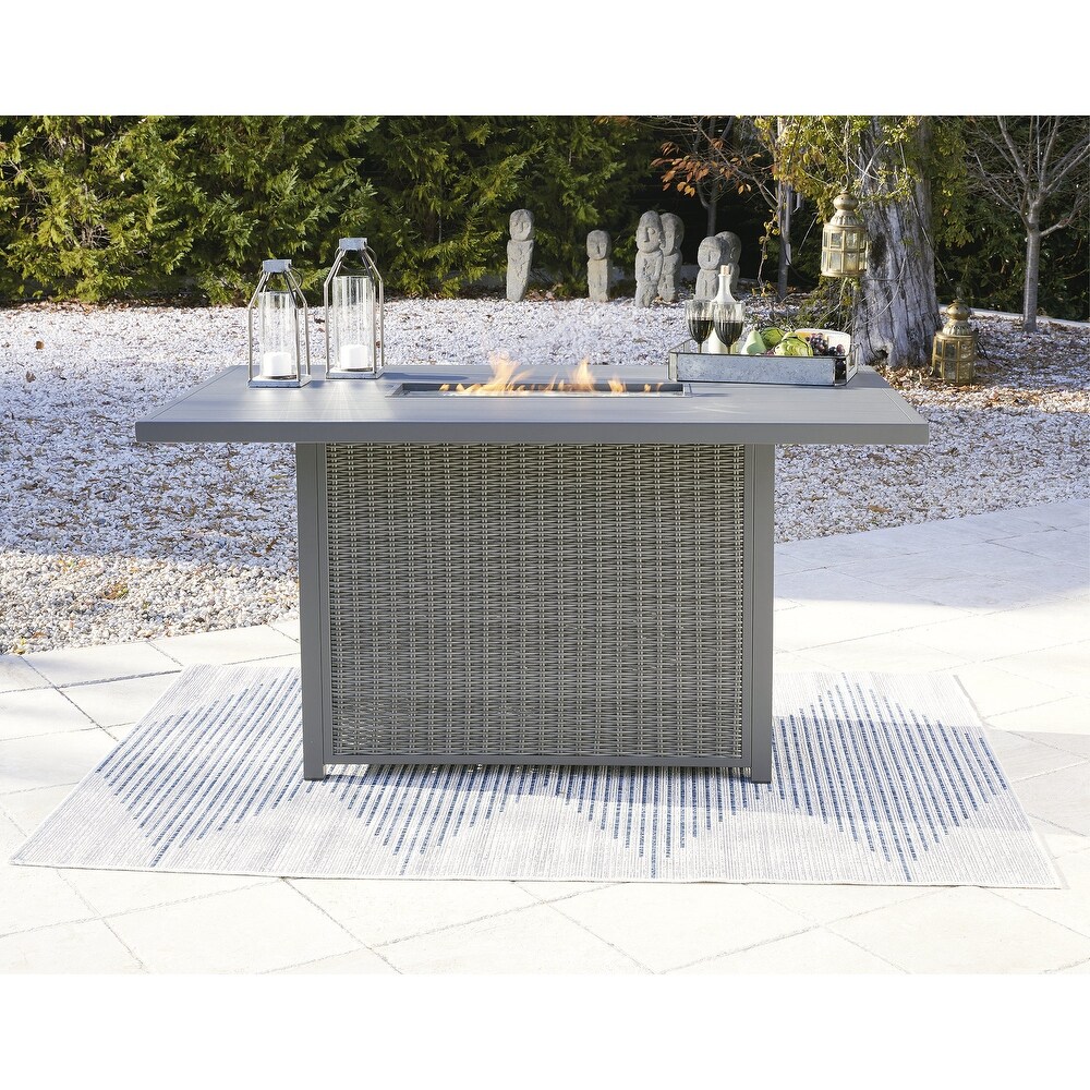 Signature Design by Ashley Palazzo Outdoor Bar Table with Fire Pit   73\