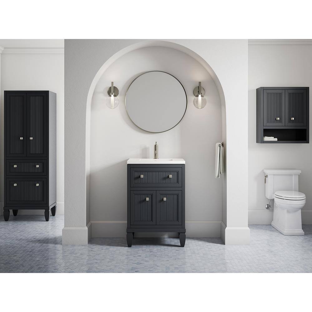 KOHLER Hearthaven 24.5625 in. W x 18.0625 in. D x 35.8125 in. H Bathroom Vanity in Slate Grey with Quartz Top K-33535-ASB-1WX