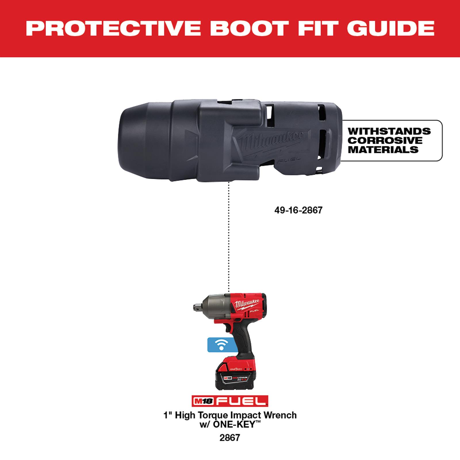 Milwaukee Tool 49-16-2867 Milwaukee M18 FUEL 1 in. High-Torque Impact Wrench with ONE-KEY Protective Boots