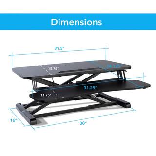 Atlantic Black 31 in. Height Adjustable Large Standing Desk Converter Sit to Stand Dual Monitor Gas Spring Desktop Riser 33908129