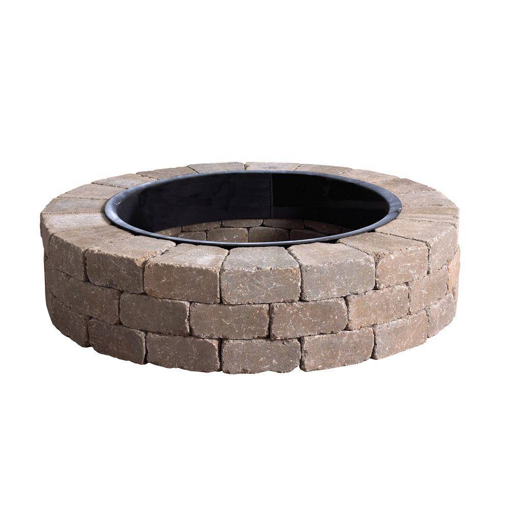 Anchor Weston 52 in. x 12 in. Northwoods Tan Round Concrete Fire Pit Kit With Metal Liner 70300879