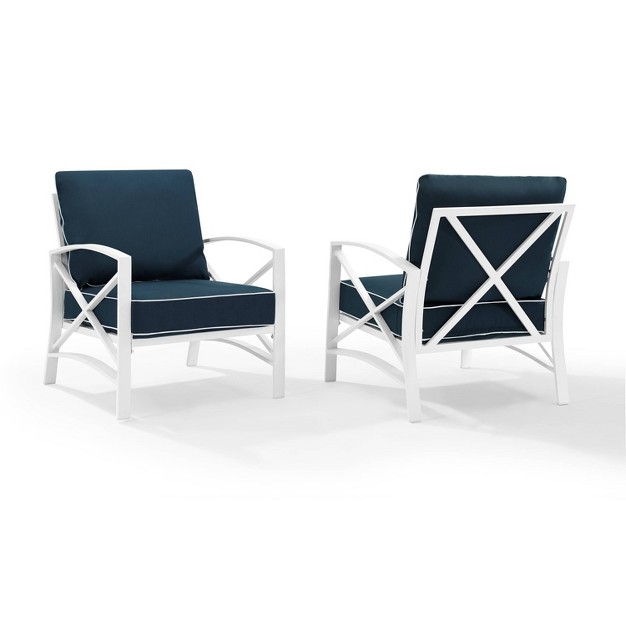 Kaplan 2pc Outdoor Accent Chairs Navy white Crosley