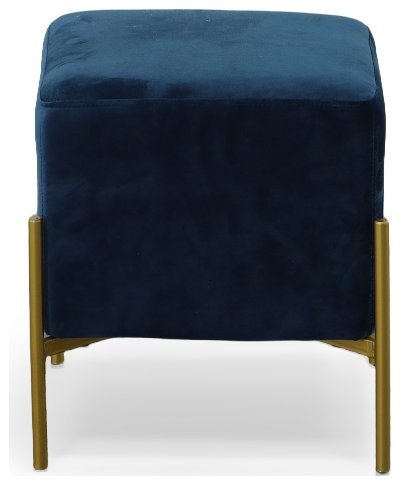 Larenta Upholstered Accent Stool/Footrest  Navy/Blue   Midcentury   Footstools And Ottomans   by CAROLINA CLASSICS  Houzz