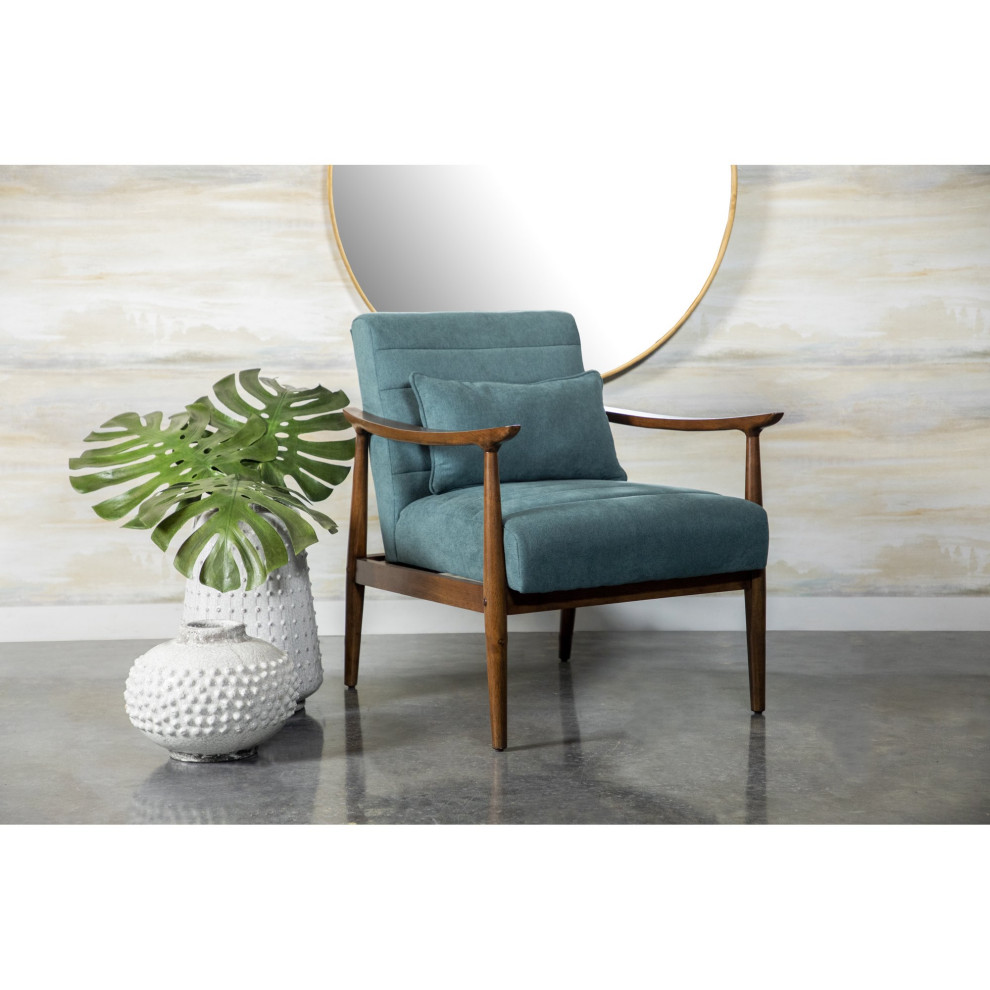 Midcentury Modern Accent Chair  Exposed Wooden Frame  Cashmere Like Seat  Teal   Midcentury   Armchairs And Accent Chairs   by Declusia  Houzz