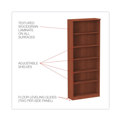 Alera Valencia Series Bookcase， Six-Shelf， 31.75w x 14d x 80.25h， Medium Cherry (VA638232MC)