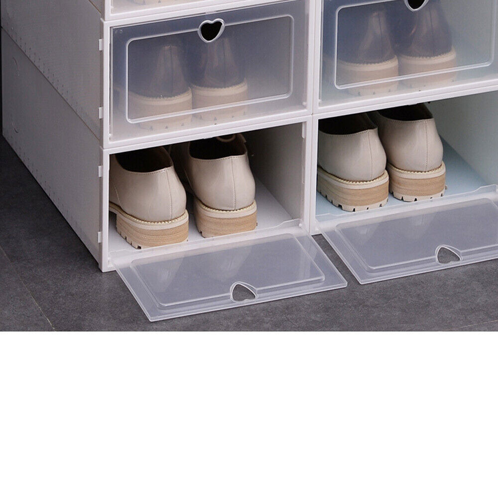 20x Shoe Storage Box Sneaker Case Stackable Container PP Plastic White with Lid