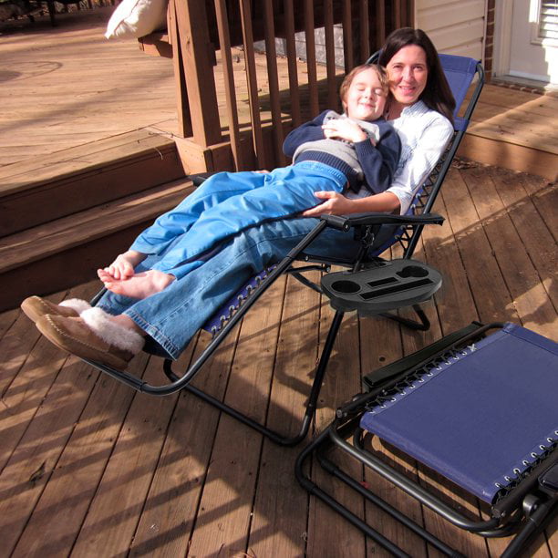 Devoko 2 Pack Steel Patio Zero Gravity Chair Outdoor Recliner Chaise Lounge Chair, Blue