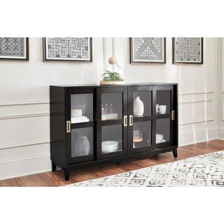 Home Decorators Collection Canonbury Ebony Brown Wood Buffet Table with Glass Doors (55.30 in. W x 34 in. H) SK19239Dr1-E