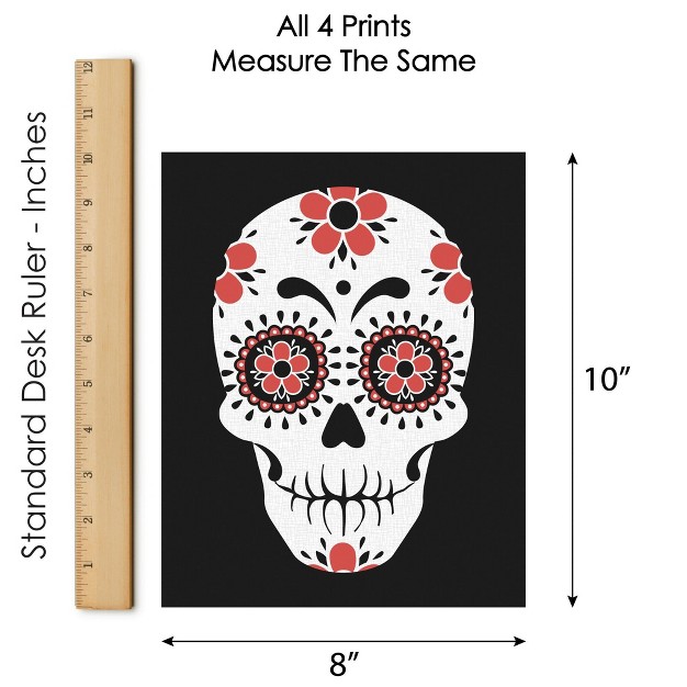 Big Dot Of Happiness Day Of The Dead Unframed Sugar Skull Linen Paper Wall Art Set Of 4 Artisms 8 X 10 Inches