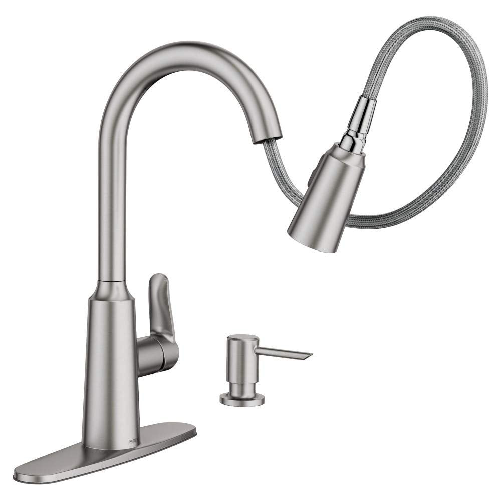 Moen 87028SRS Edwyn Spot Resist Sta Inless 1Handle Deck Mount Pulldown Kitchen Faucet， Stainless Steel