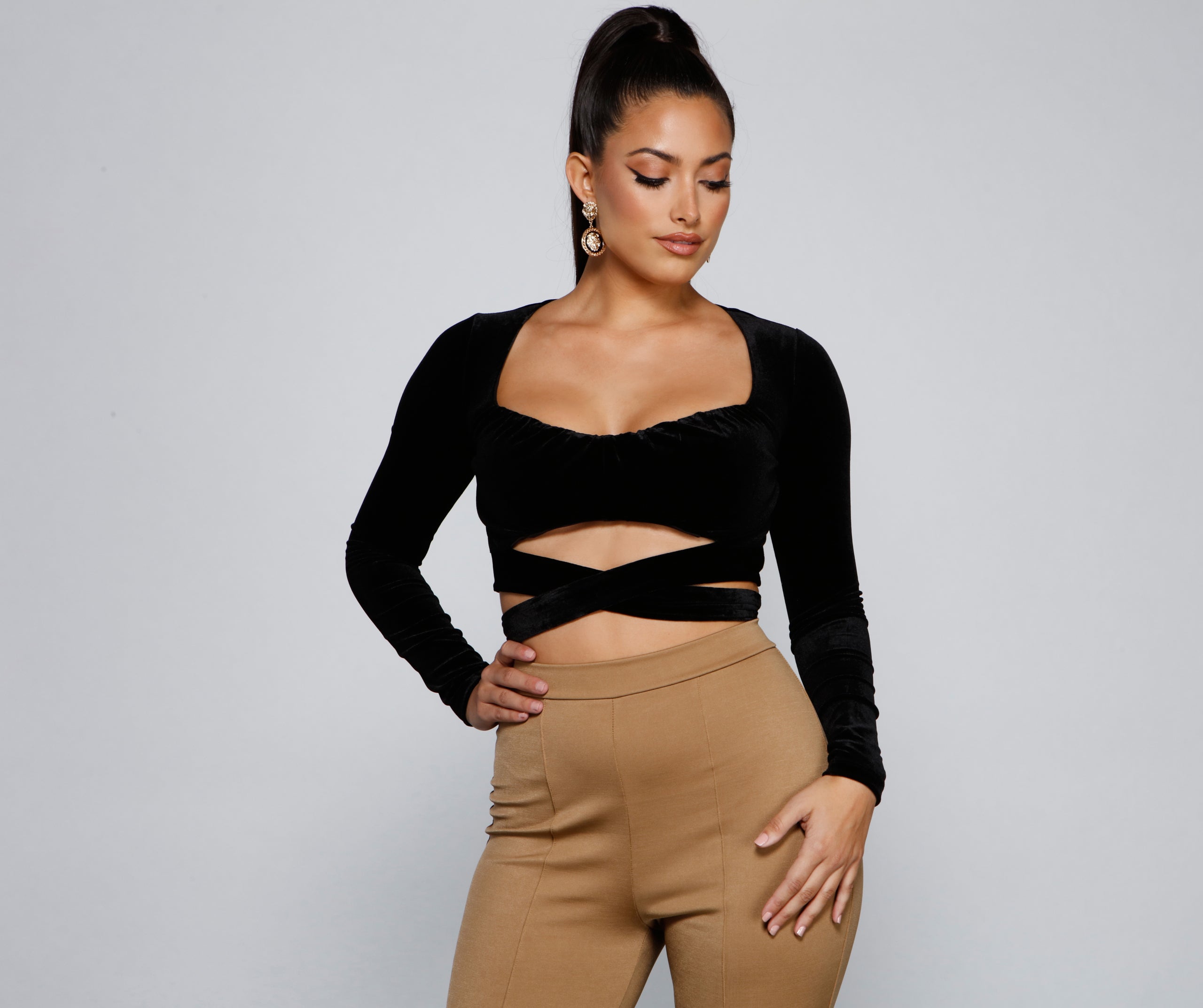 A Trendy Look Velvet Crop Top