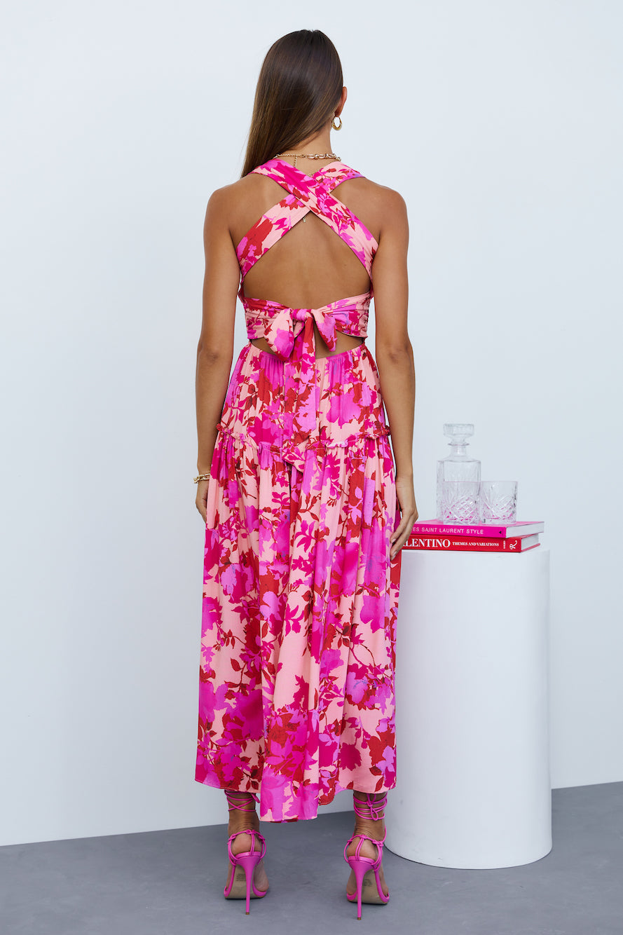 Wander To The Sun Midi Dress Pink