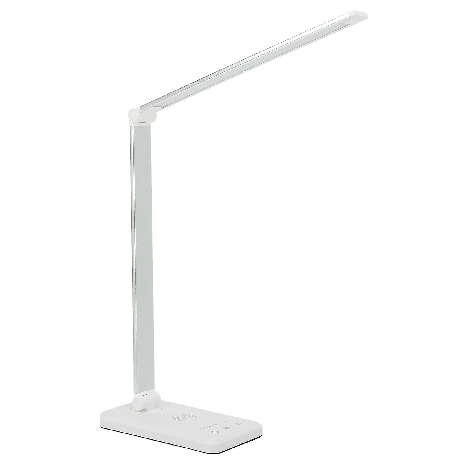 LED Desk Lamp 5 Levels Touch Control USB Eye Protection White Wireless Charging Table Lamp for Students Homes Offices