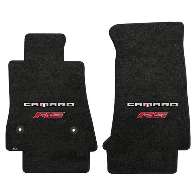 Lloyd Mats Camaro 2016-On 2Pc Mats Ebony Velourtex Camaro + Rs Red Double Logo Floor Mat Set 620202