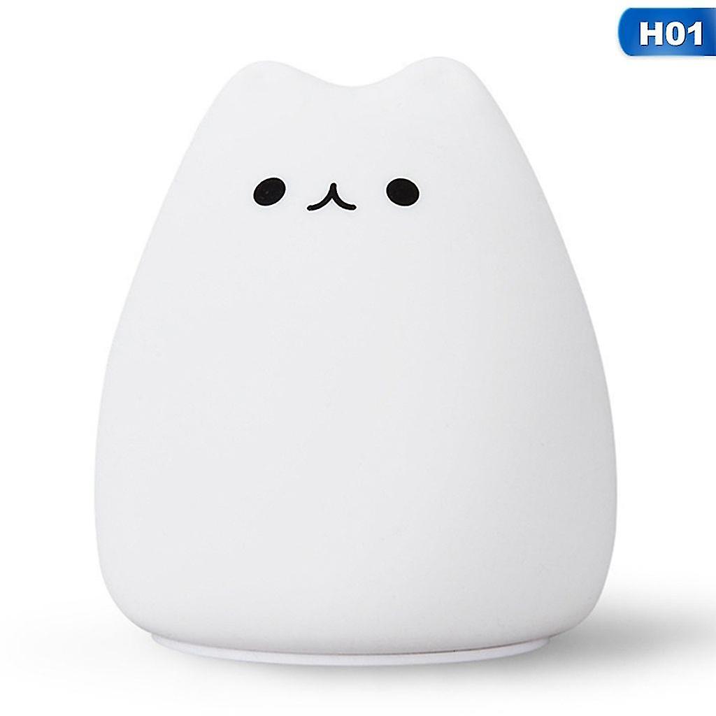 7 Colors Cute Night Lamp Kids Bedroom Cat Silicone Led Touch Sensor Light-h01