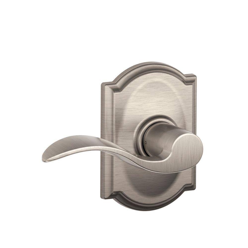 Schlage Accent Satin Nickel Passage HallCloset Door Handle with Camelot Trim F10 ACC 619 CAM