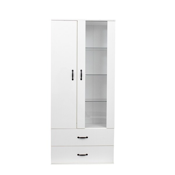 31.5 Inch Width LED Light Side Cabinet with Shelving and Drawers