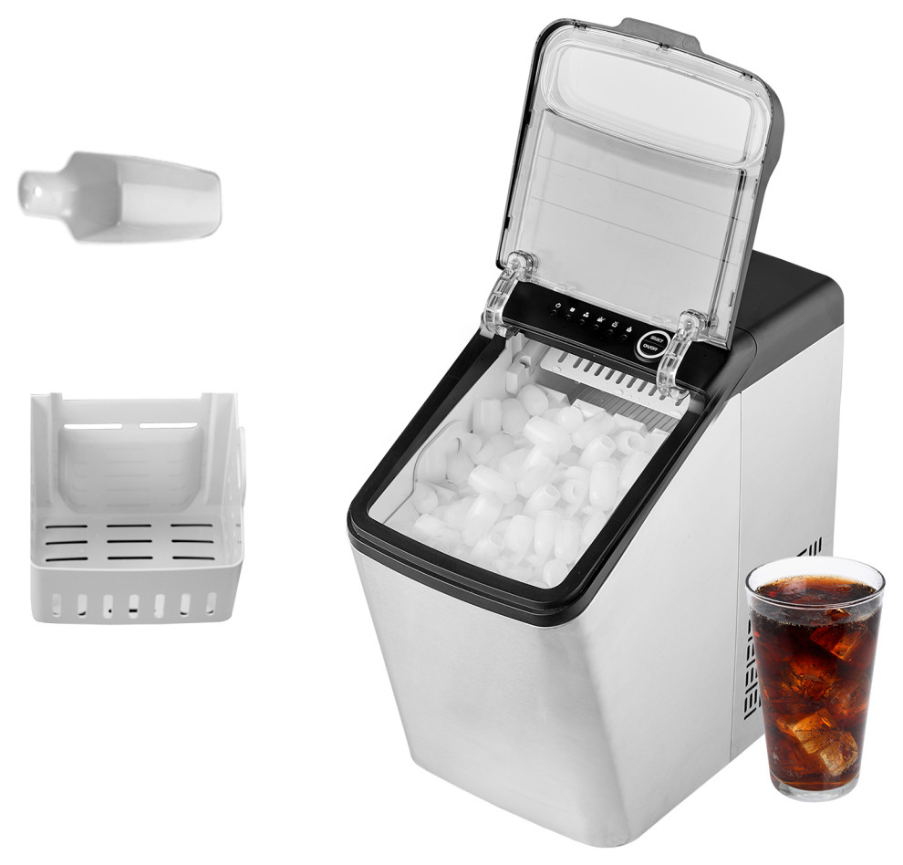 VEVOR Stainless Steel Countertop Ice Maker 33Lbs/24H Bullet Ice Cube Machine   Modern   Ice Makers   by RABBIT HORSE INC  Houzz