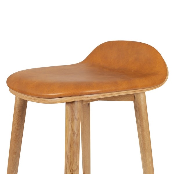 Poly and Bark Notello Leather Counter Stool - Solid Wood Frame